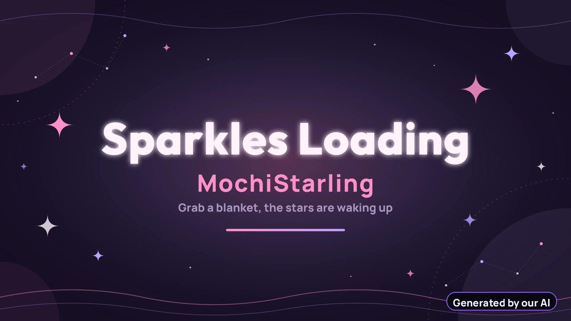 Starting soon screen designed by our AI for the sample VTuber channel MochiStarling